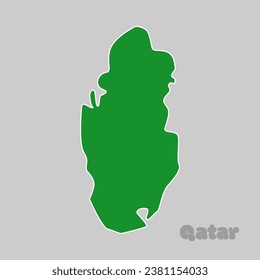 Qatar map vector art in green color.