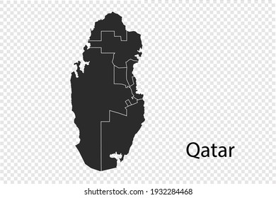 Qatar map vector, black color. isolated on transparent background