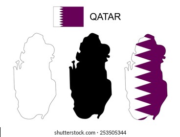 Qatar Map Vector, Qatar Flag Vector