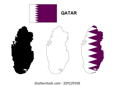 Qatar Map Vector, Qatar Flag Vector, Isolated Qatar