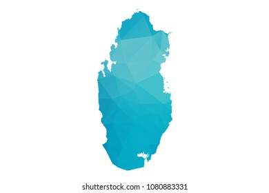 Qatar map vector illustration in polygonal style,Low poly design on white background