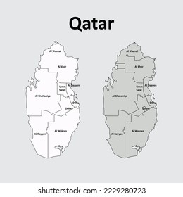 Qatar map vector illustration selectable city