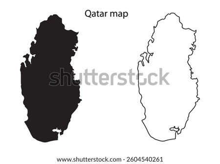 Qatar map vector illustration, Qatar map silhouette, Qatar country Landscape, Black and white Qatar map
