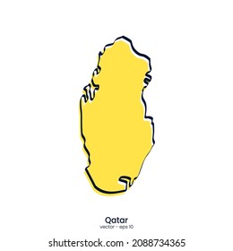 Qatar map vector illustration template design. Outline style.