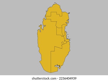 Mapa vector de Qatar, aislado en fondo gris
