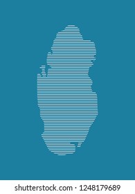 Qatar map vector with simple straight lines on blue background illustration