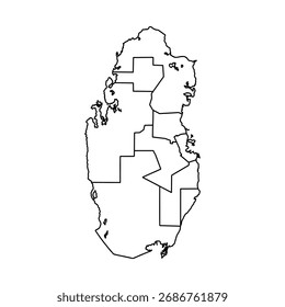 Mapa de Qatar, ilustración de boceto de Vector