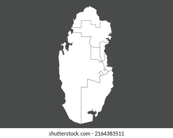 Qatar map vector, white color, Isolated on gray background