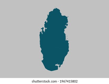 Vector de mapa de Qatar, no color azul océano aislado en fondo gris