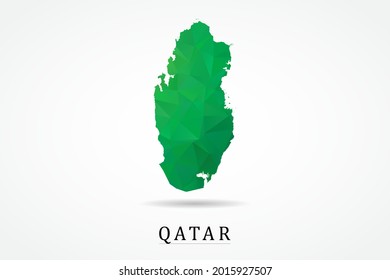 Qatar Map - World Map International vector template, low polygon style with green color isolated on white background - Vector illustration eps 10