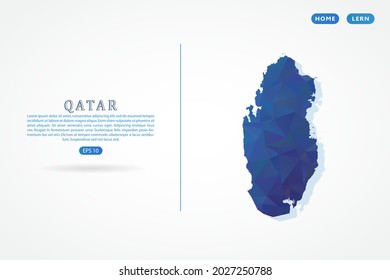 Qatar map - World Map International vector template with polygon blue color gradient isolated on white background for education, website, banner - Vector illustration eps 10