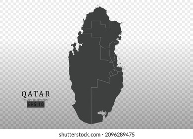 Qatar Map - World Map International vector template with High detailed including black and grey outline color isolated on transparent background - Vector illustration eps 10