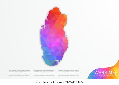 Katar Map - Weltkarte Internationale Vektorvorlage mit Polygonstil und Farbverlauf-Farbverlauf-Farbverlauf-Farbverlauf einzeln auf weißem Hintergrund für Website, Design, Infografik - Vektorgrafik eps10