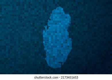 Qatar Map - World Map international vector template with technology style isolated on blue pixel background for education, design, website, infographic - Vector illustration eps 10
