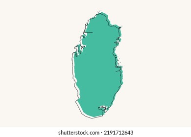 Qatar Map - World map International vector template with black and green geometric shapes and lines style isolated on white background for design, infographic - Vector illustration eps 10
