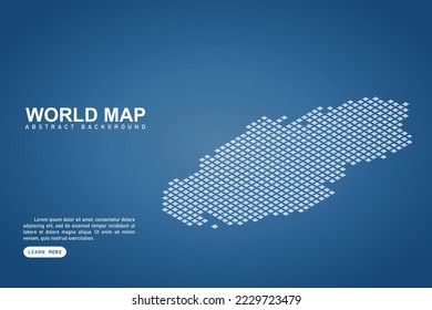 Qatar Map - World map International vector template with isometric top and white pixel, grid, grunge, halftone style isolated on blue background for design, web - Vector illustration eps 10