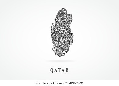 Qatar Map - World map vector template with Black grid on white background  for education, infographic, design, website, banner - Vector illustration eps 10
