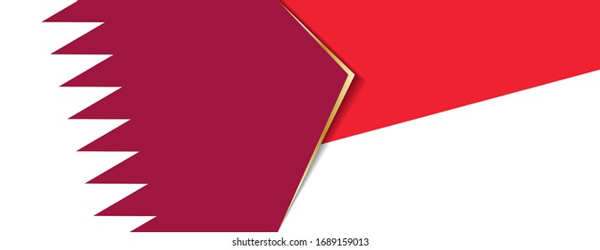 Qatar and Monaco flags, two vector flags symbol of relationship or confrontation.