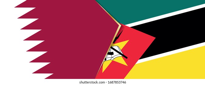 Qatar and Mozambique flags, two vector flags symbol of relationship or confrontation.