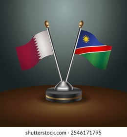 Tabela do Catar e da Namíbia sinaliza relação com fundo de gradiente. Ilustração de vetor
