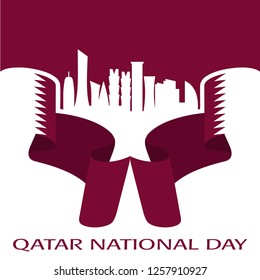 Qatar National Day. 18 December. Skyline of Doha City. Vector Illustration. Eps 10.