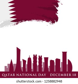 Qatar National Day. 18 December. vector Illustration. Skyline of Doha Capital City.