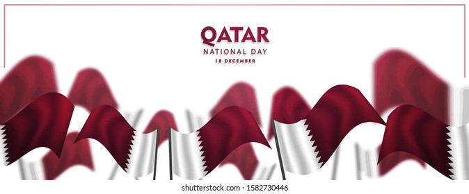 qatar national day, 18 december, waving qatar flag, vector illustration,