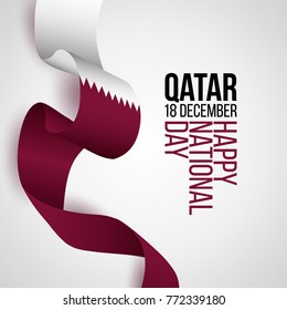 Qatar National day 18 december background with balloons, flag, ribbon. Maroon, white. Template design layout for card, banner, poster, flyer, card. Independence day.