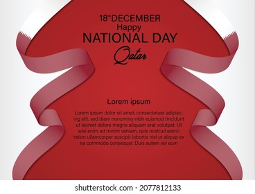 Qatar national day 18 th december with ribbon qatar flag color. vector illustration