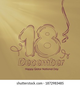 Qatar national day 2020. Arabic calligraphy translation (Qatar national day) 