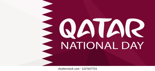 Qatar National Day. Arabic Translation: Our National Holiday.18 December. vector illustration. Eps 10.