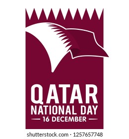 Qatar National Day. Arabic Translation: Our National Holiday.18 December. vector illustration. Eps 10.