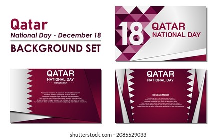Qatar National Day Background. 18 December. Copy space area. Greeting card, banner, vector illustration. With the Qatar national flag. Premium and luxury design