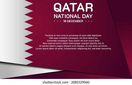 Qatar National Day Background. 18 December. Copy space area. Greeting card, banner, vector illustration. With the Qatar national flag. Premium and luxury design