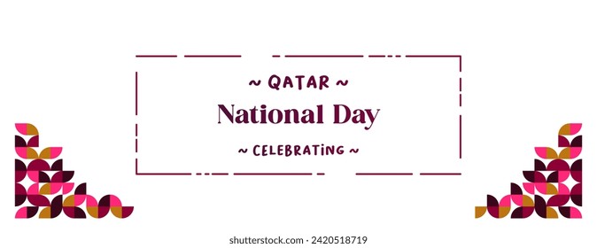 Katar National Day Banner in buntem, modernen geometrischen Stil. Qatar National Unabhängigkeit Tag Grußkartenabdeckung mit Typografie. Vektorgrafik für die Feiertagsfeier