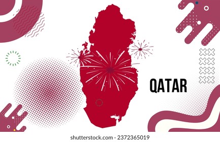 Qatar National Day Banner für Unabhängigkeit Jahrestag. Flagge von qatar mit modernen geometrischen Retro abstrakte Design. Violett-Farbkonzept.