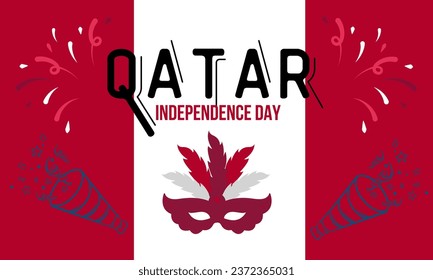 Qatar national day banner for independence day anniversary. Flag of qatar with modern geometric retro abstract design. Purple color concept.