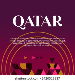 Qatar National Day banner in modern geometric style. Square banner for social media and more with typography. Vector illustration for national holiday celebration party. Happy Qatar National Day 2024