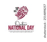 Qatar National Day celebration, Arabic translation: Qatar National Day, 18th December. Qatar National Day vector, Qatar celebration design.