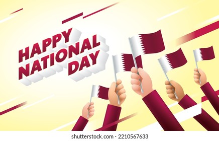 Qatar National Day Celebration with National Flag of Qatar