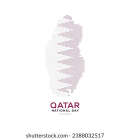 Katar-Feiertag mit Wahrzeichen und Flagge in arabischer Übersetzung: qatar Nationaltag 18. Dezember. Vektorgrafik