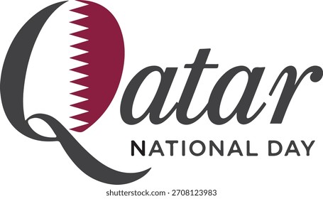 Día nacional de Qatar elegante script fuente de texto elemento de Diseño gráfico