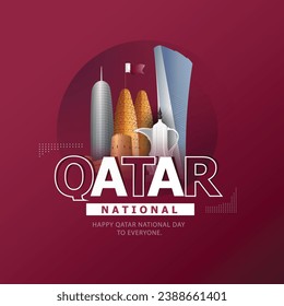 Qatar National Day Greeting Card, creative celebration Vector Illustration
