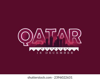 Qatar national day with landmark and flag, Qatar national day 18 th December