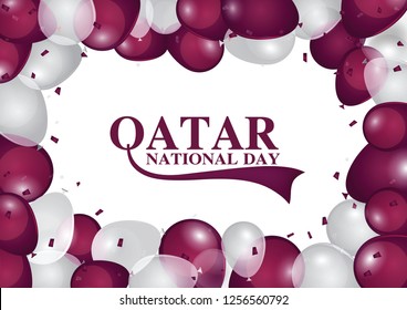 Qatar National Day Vector Design with Flag Color Balloon Decoration