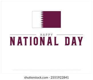 Diseño del Vector del Día Nacional de QATAR sobre un fondo blanco, Día Nacional de QATAR con la bandera nacional, Diseño tipográfico del Día Nacional de QATAR, Diseño del Vector del día de Qatar