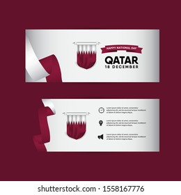 Qatar national day vector template. Design illustration for banner, advertising, greeting cards or print. Design happiness celebration.; 
