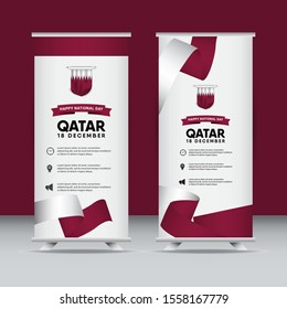 Qatar national day vector template. Design illustration for banner, advertising, greeting cards or print. Design happiness celebration.; 