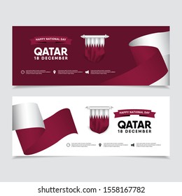 Qatar national day vector template. Design illustration for banner, advertising, greeting cards or print. Design happiness celebration.; 