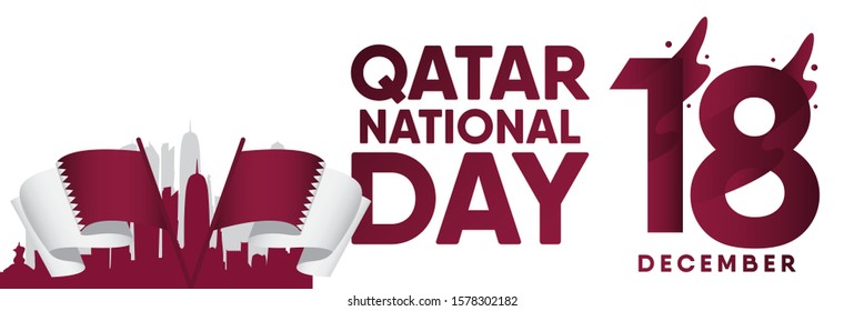 Qatar national day vector template. Design illustration for banner, advertising, greeting cards or print.